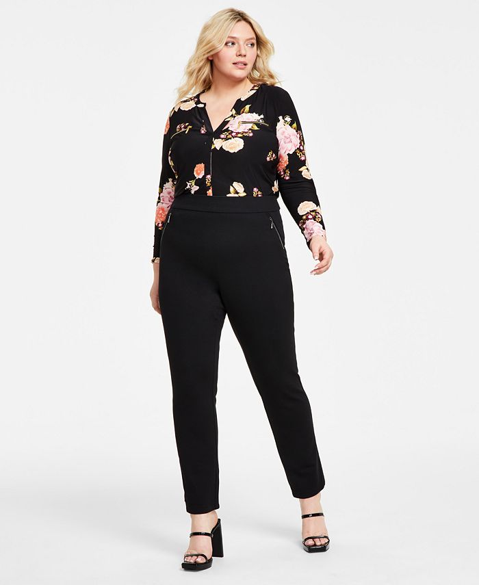 Plus Size High Rise Pull-On Straight-Leg Pants， Created for Macy's