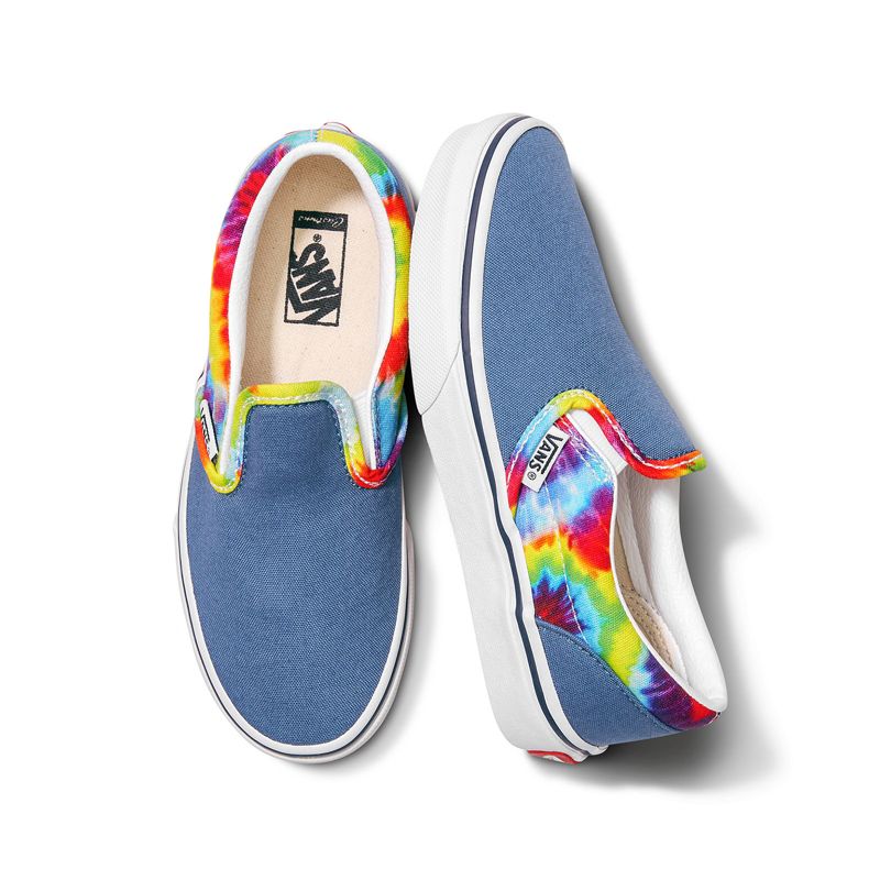 Customs Navy Rainbow Tie Dye Slip-On Wide