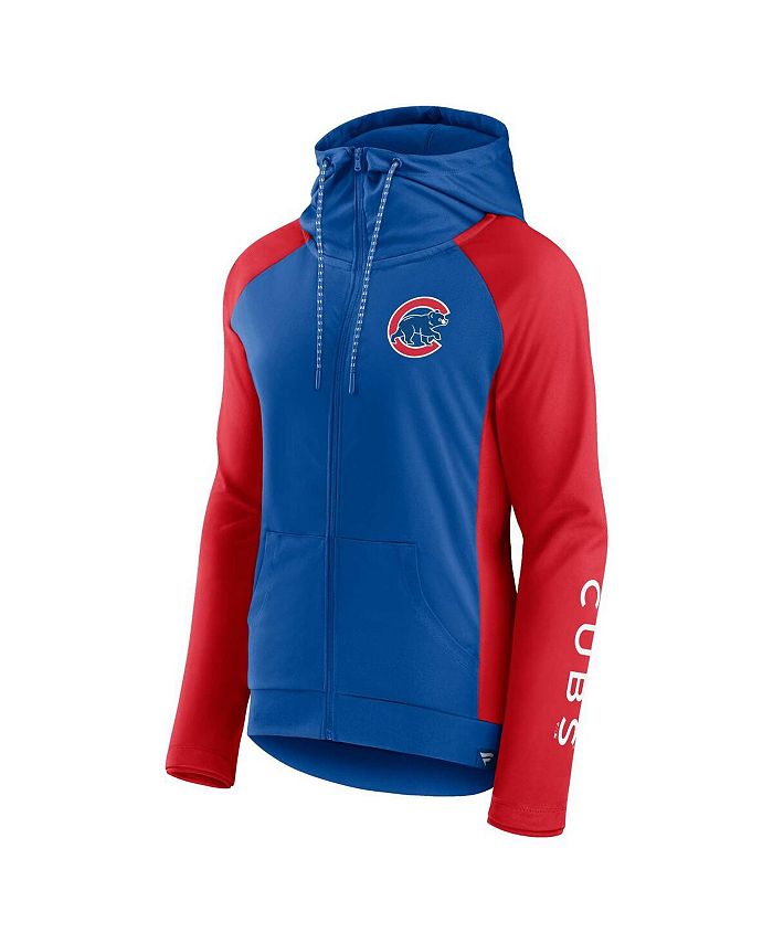 Women's Branded Royal, Red Chicago Cubs Iconic Raglan Full-Zip Hoodie
