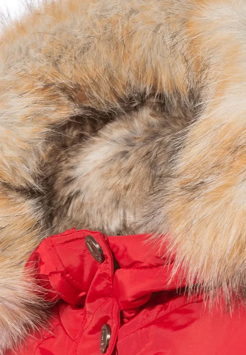 Ladies fur collar parka gray