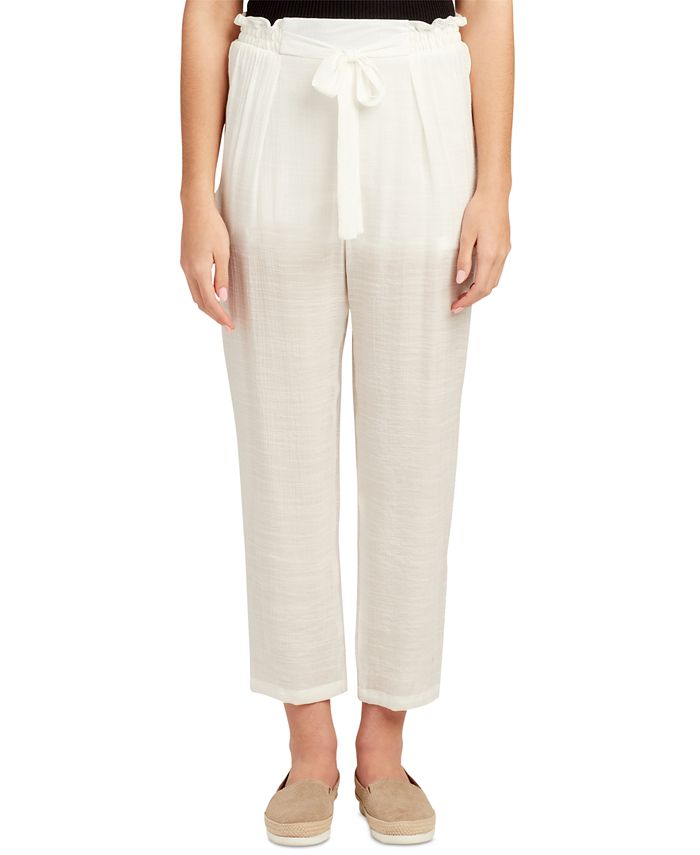 Juniors' Paperbag-Waist Cropped Pull-On Pants