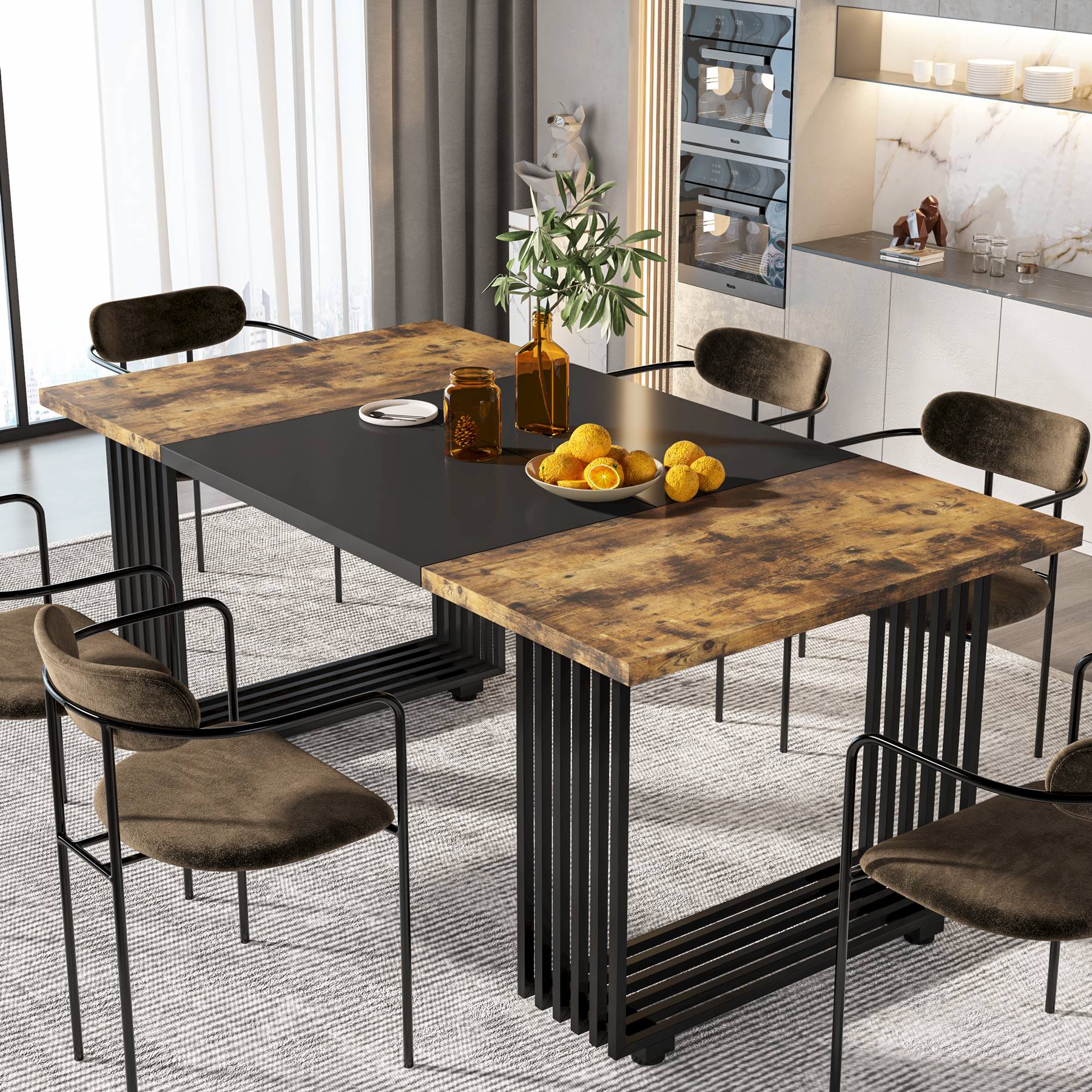 Modern Dining Table, 70.8 Inches Kitchen Table for 6-8 People