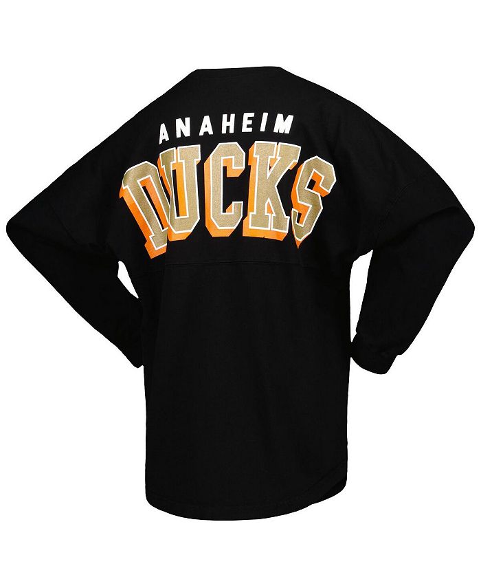 Women's Branded Black Anaheim Ducks Spirit Lace-Up V-Neck Long Sleeve Jersey T-shirt