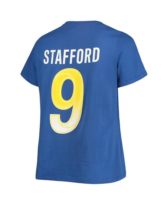 Women's Branded Matthew Stafford Royal Los Angeles Rams Plus Size Player Name and Number V-Neck T-shirt