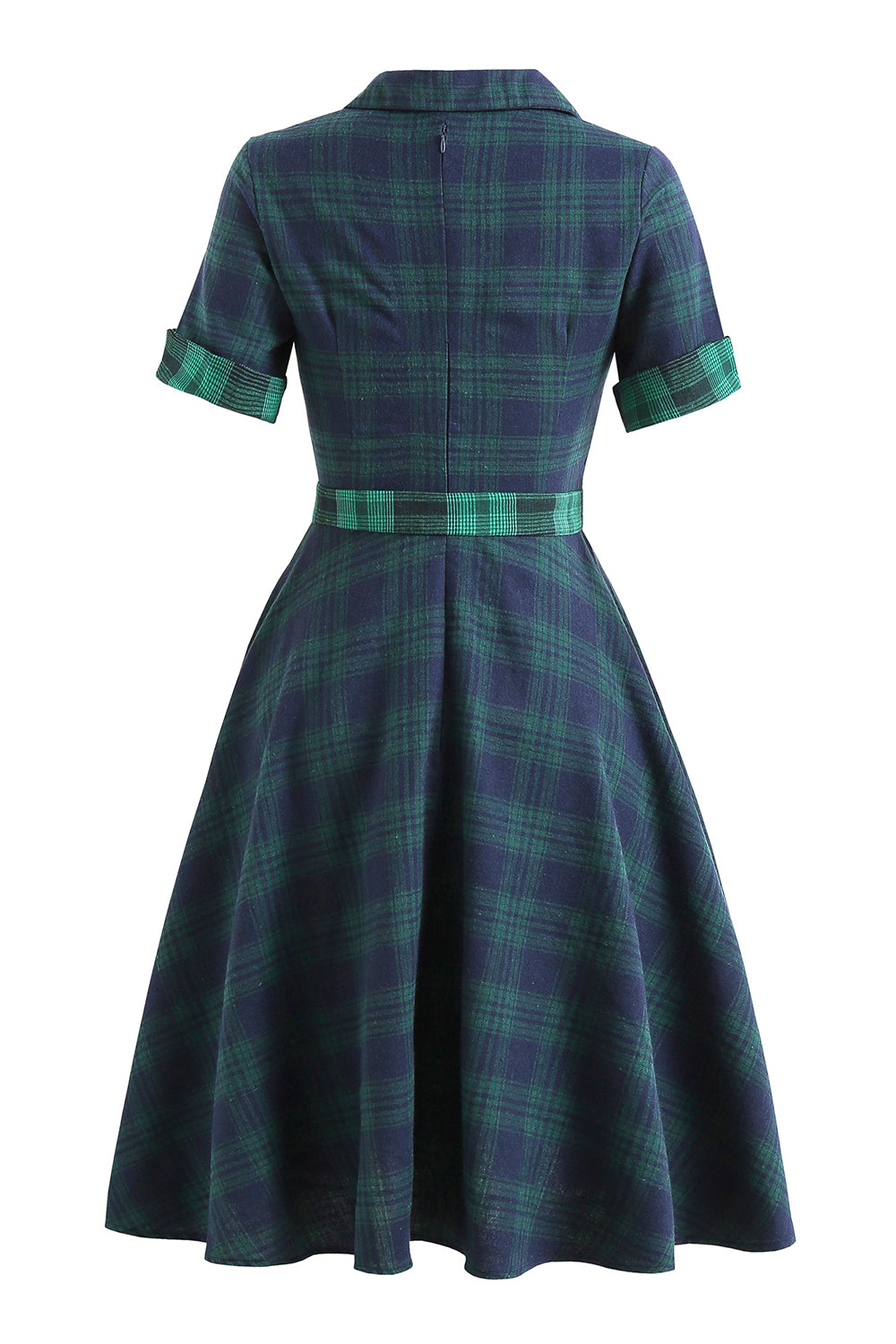 Green Plaid 1950s Dress