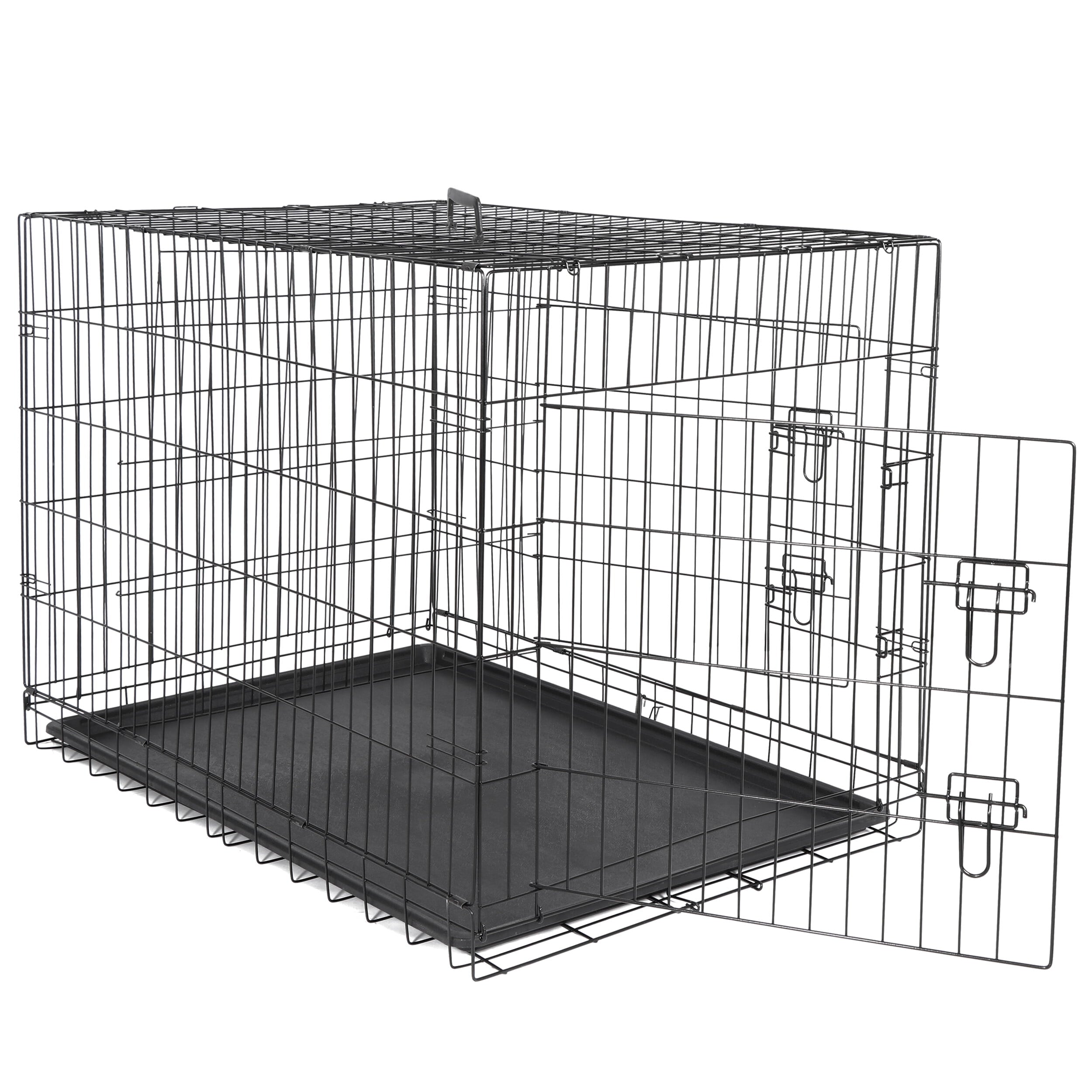 HomGarden 42’’ Foldable Large Dog Crate Kennel Double Door Steel Dog Cage， Black