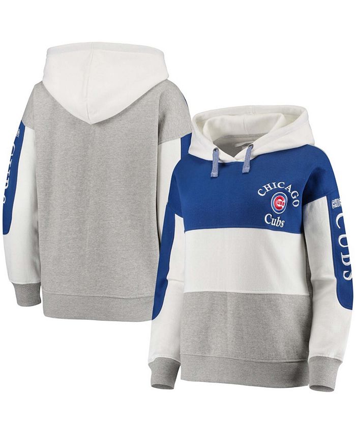 Women's Royal and Heathered Gray Chicago Cubs Rugby Pullover Hoodie
