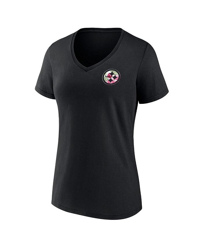 Women's Branded Black Pittsburgh Steelers Plus Size Mother's Day #1 Mom V-Neck T-shirt