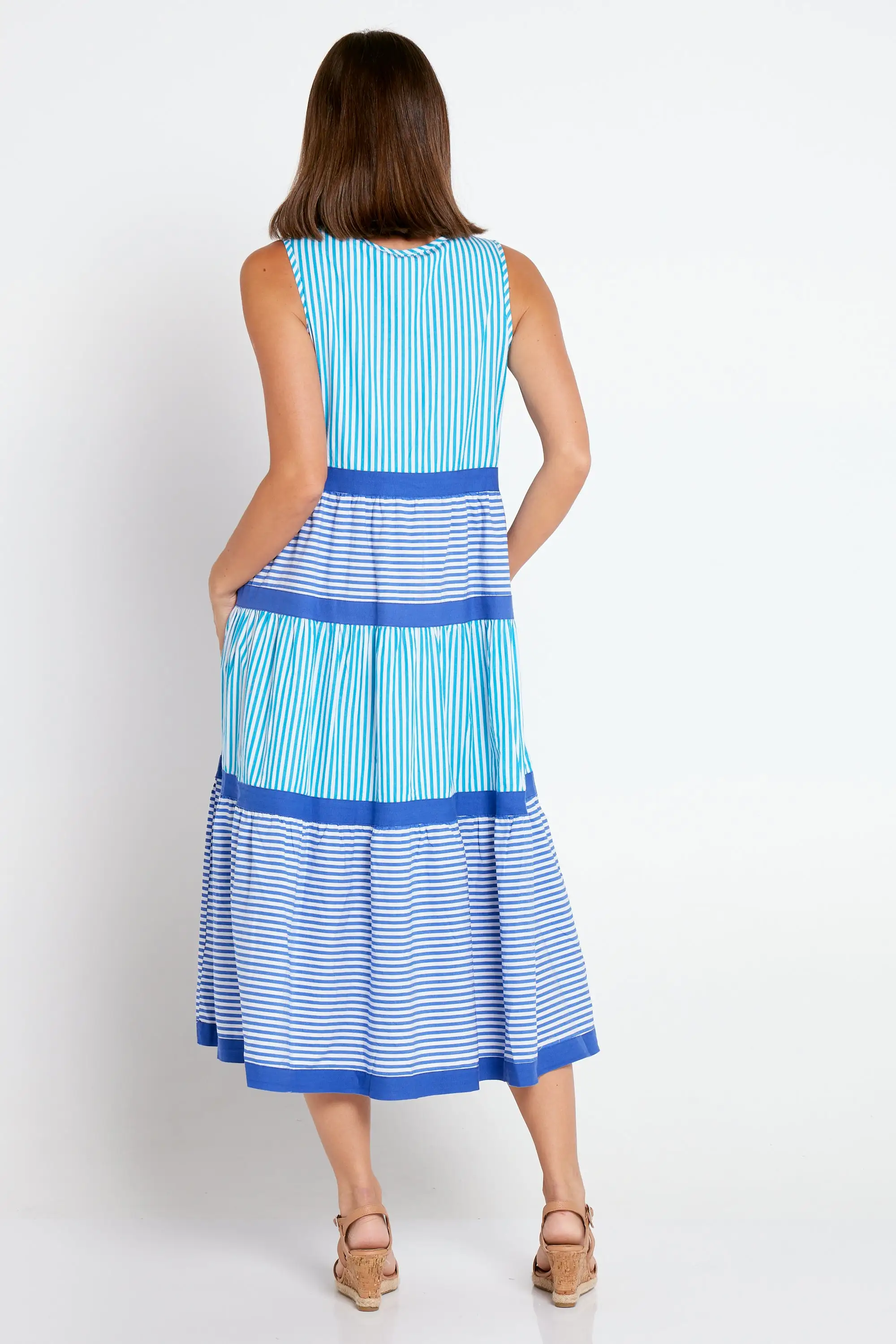 Stillwater Cotton Dress - Cobalt Stripe