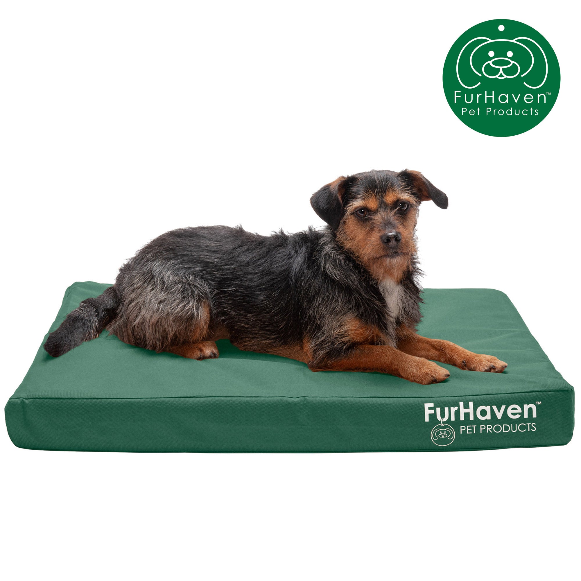 FurHaven Pet Products | Deluxe Cooling Gel Memory Foam Orthopedic Oxford Indoor/Outdoor Water-Resistant Pet Bed for Dogs and Cats， Forest， Medium