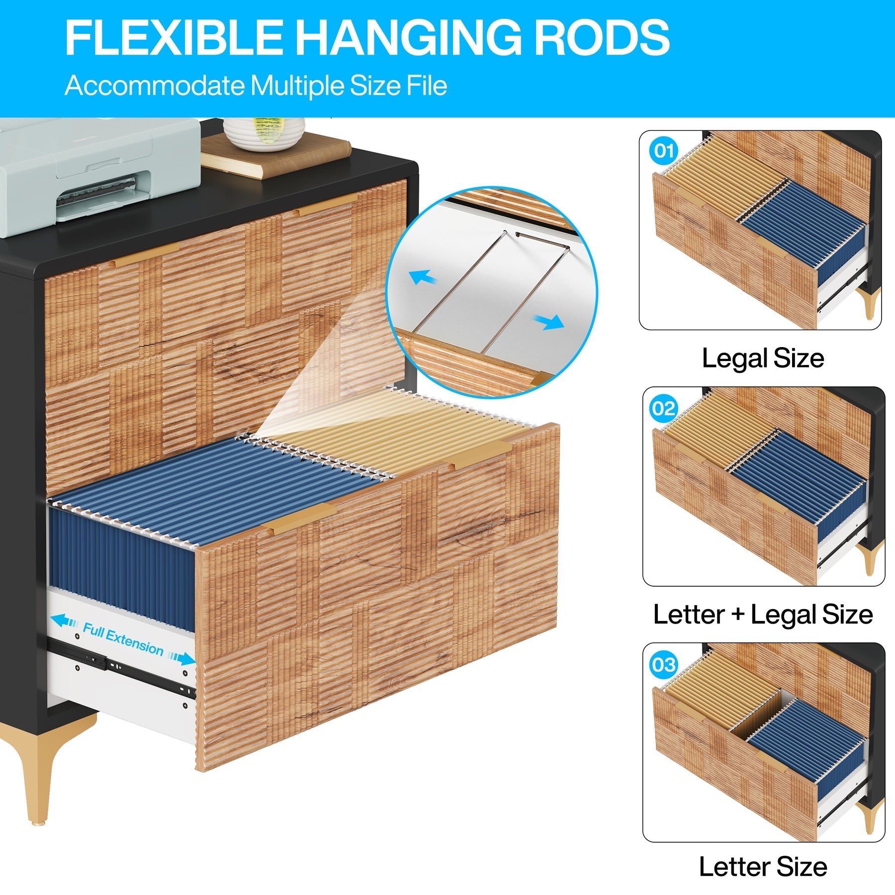 2-Drawer File Cabinet, Modern Filing Cabinet with Adjustable Hanging Bar