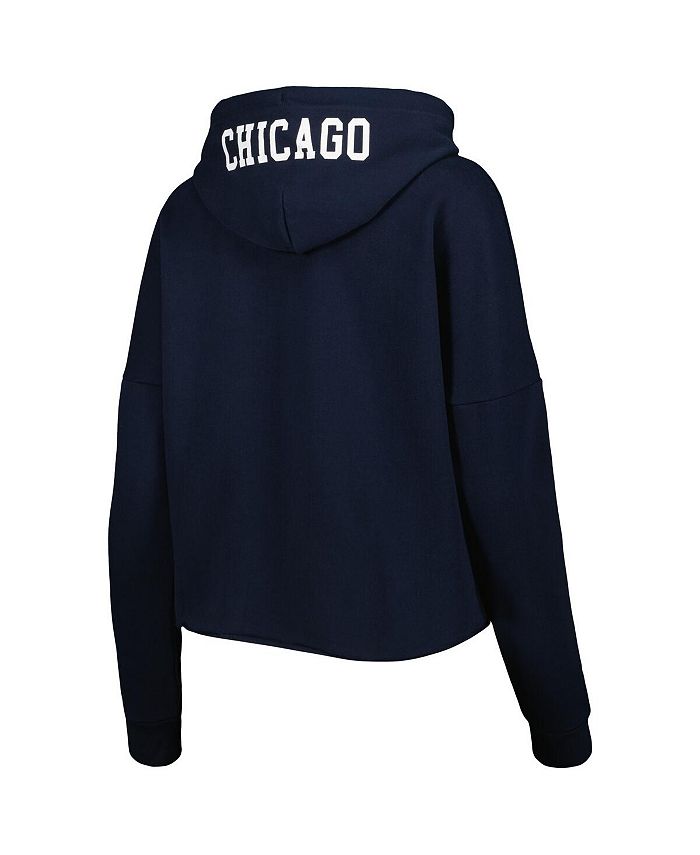Women's Navy Chicago Bears Foil Sleeve Pullover Hoodie