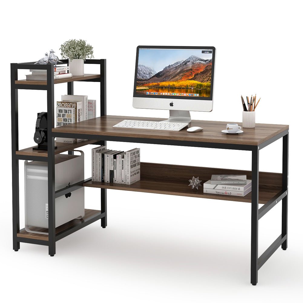 60 inch Computer Desk Study Desk with Reversible Storage Shelves