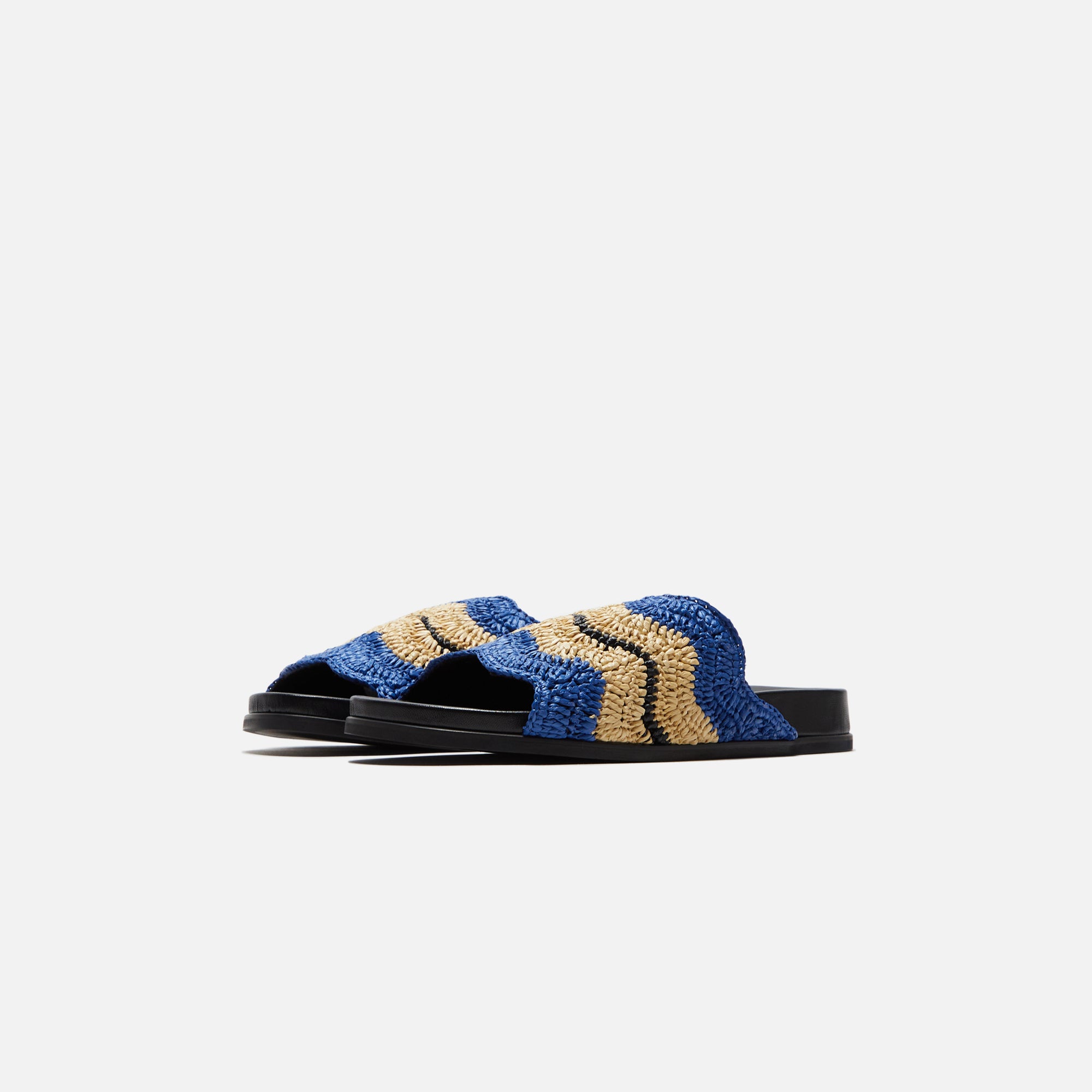 Marni x No Vacancy Inn Slide Rafia Waves - Blue / Natural