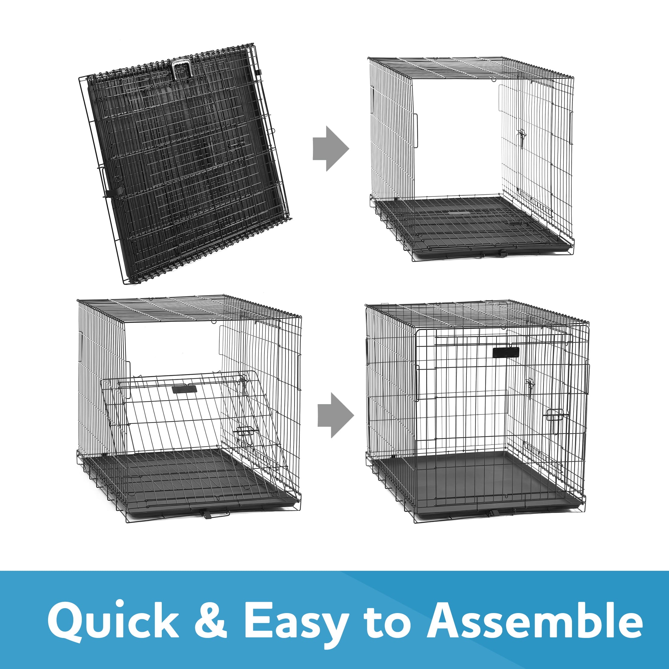 generic Double-Door Foldable Metal Wire Dog Crate with Divider and Tray， X-Large， 42