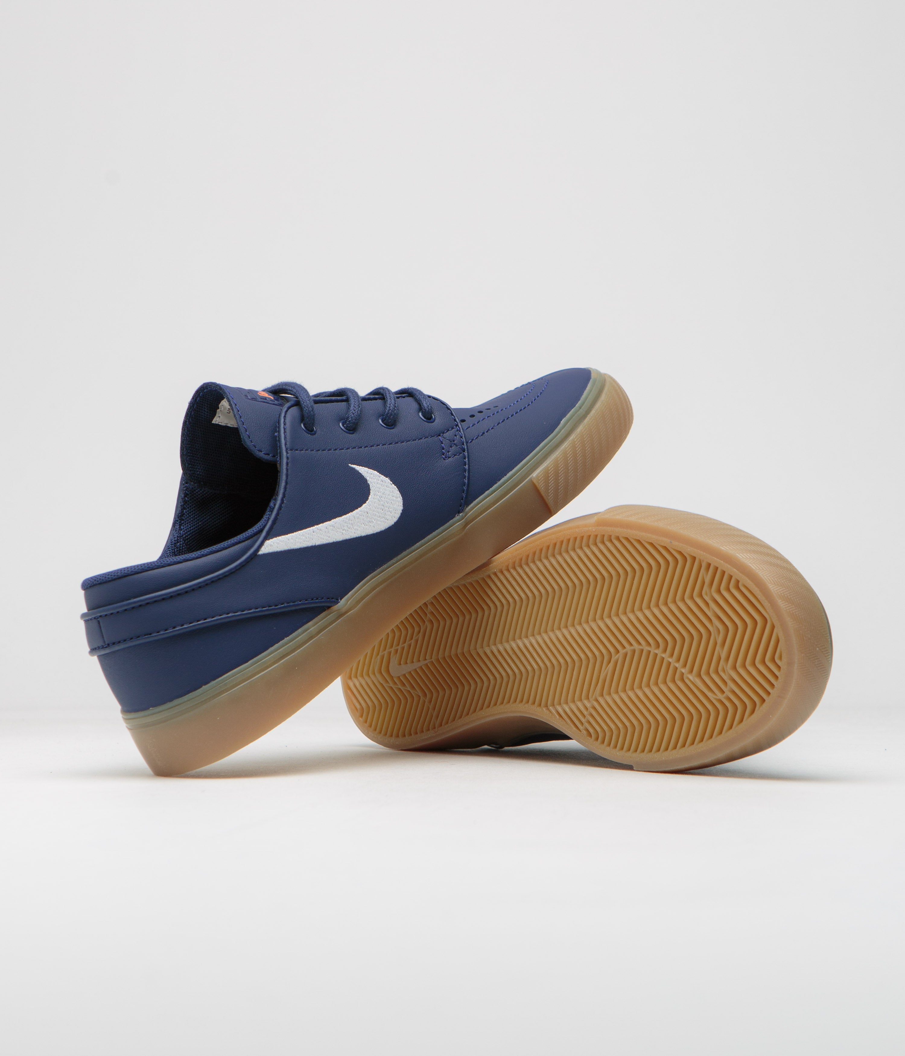 Nike SB Orange Label Janoski OG+ Shoes - Navy / White - Navy - Gum Light Brown