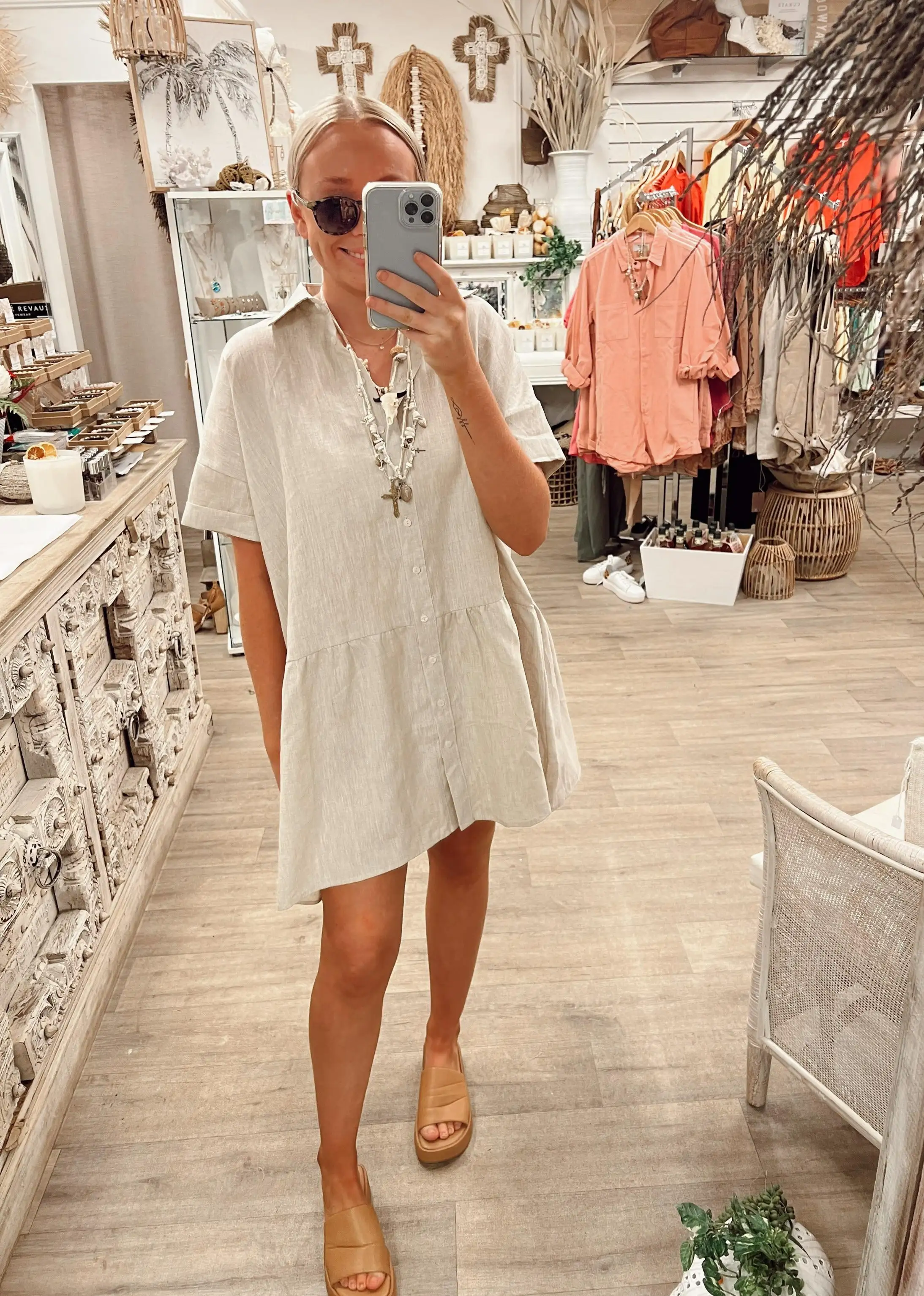 The Linen Day Dress - Beige