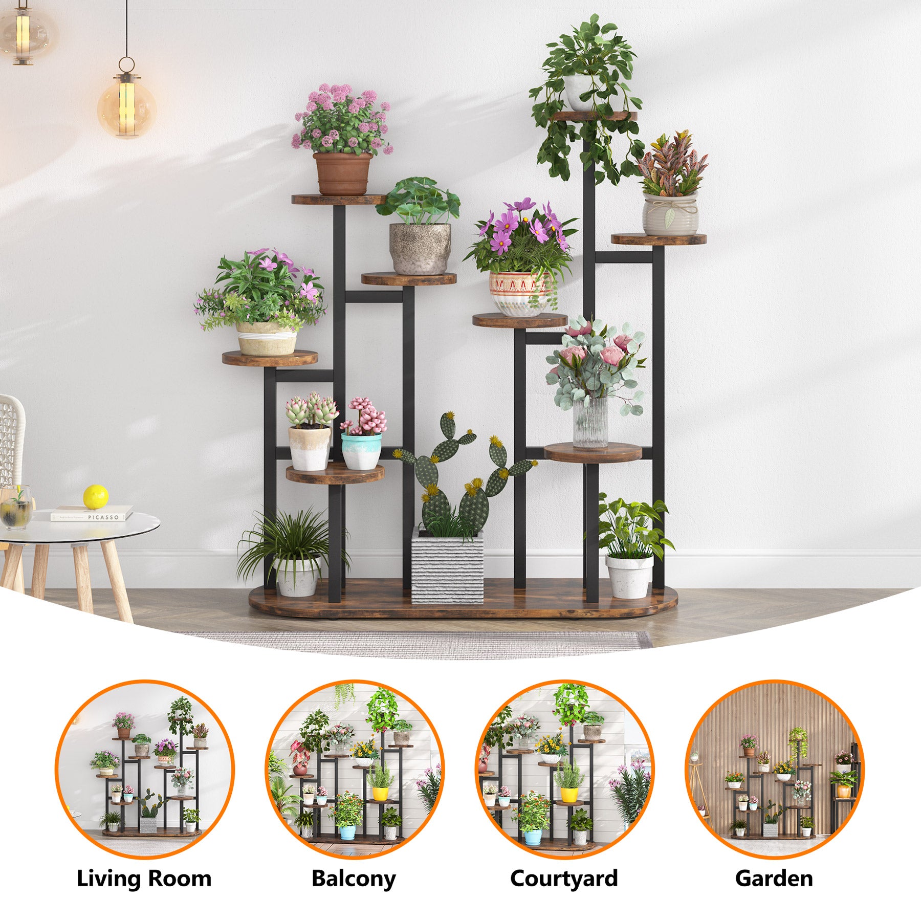 Multi-Tiered Plant Stand, 11 Potted Plant Shelf Flower Stands