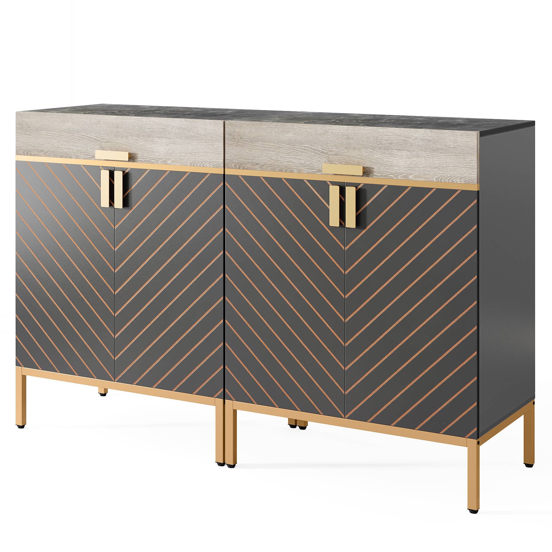 Modern Sideboard Buffet Kitchen Cabinet with Drawer & Removable Shelves