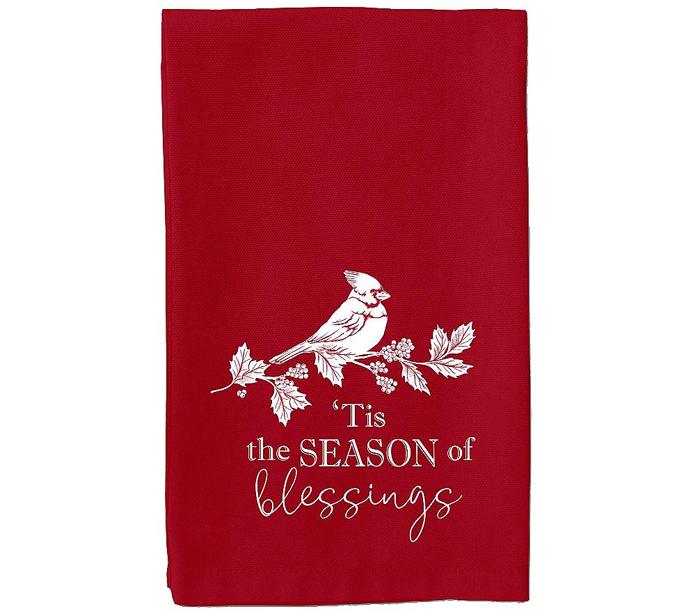 Young's Inc. Set of 2 Cotton Christmas Red Kitchen Towels