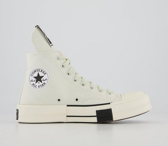 Odd Sizes-Mens Turbodark Hi Rick Owens X Converse White UK Sizes Right 12/Left 11