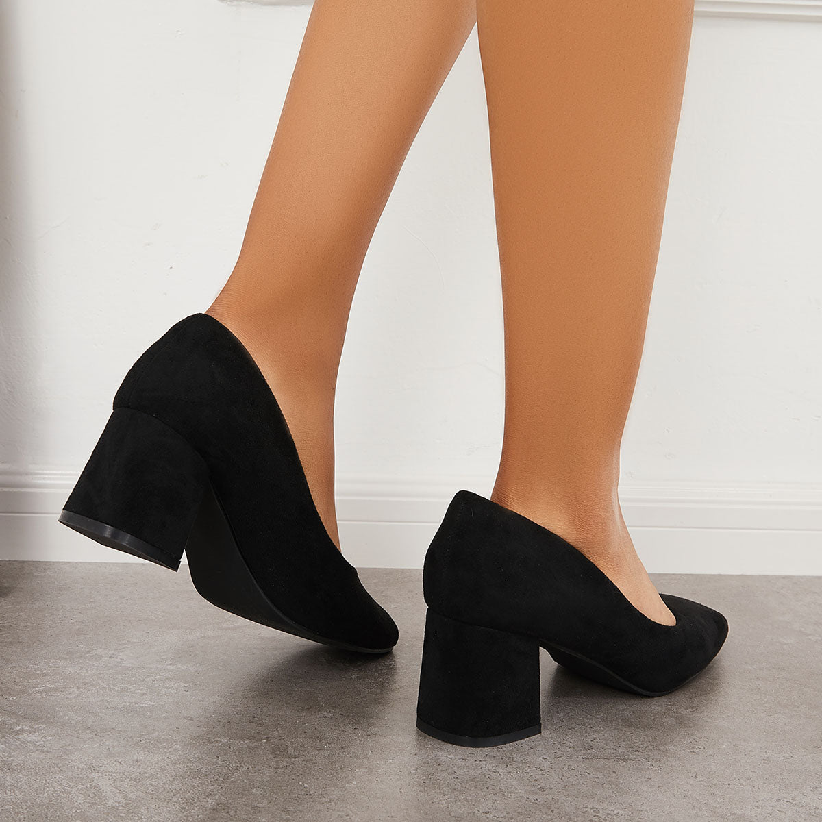Closed Toe Block Chunky High Heel Pumps Dress Shoes