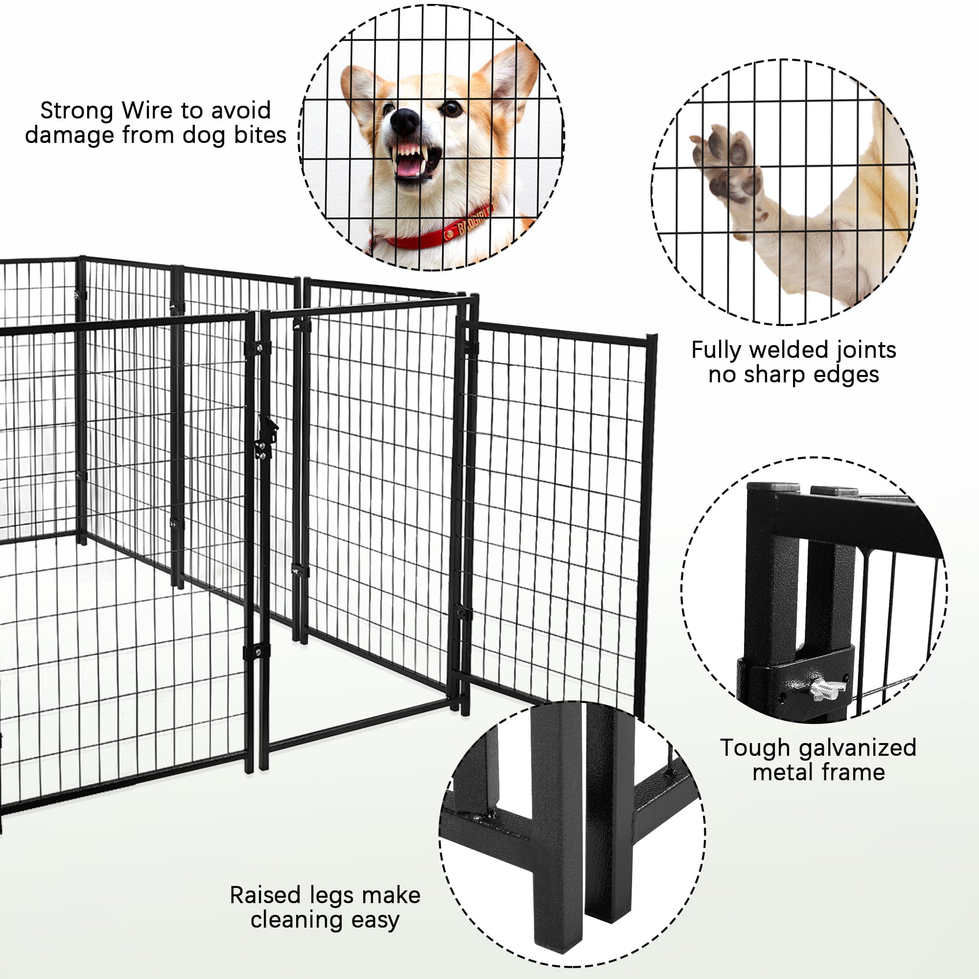 Coziwow 10-Piece Outdoor Dog Kennel Heavy-Duty Metal Dog Fence Enclosure 47''H