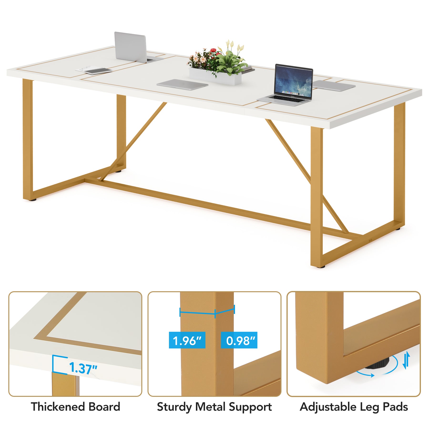 6FT Conference Table, 70.9’’ Modern Large Executive Computer Desk