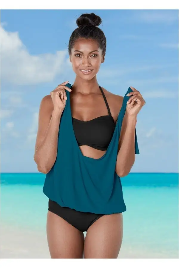 Cowl Neck Twofer OnePiece Swimsuit