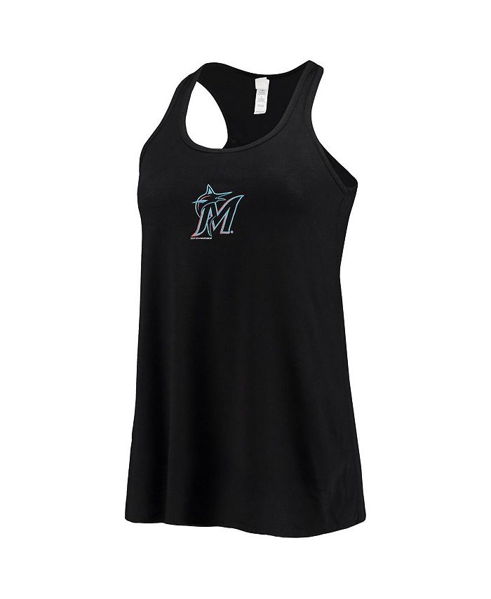 Women's Black Miami Marlins Front & Back Tank Top