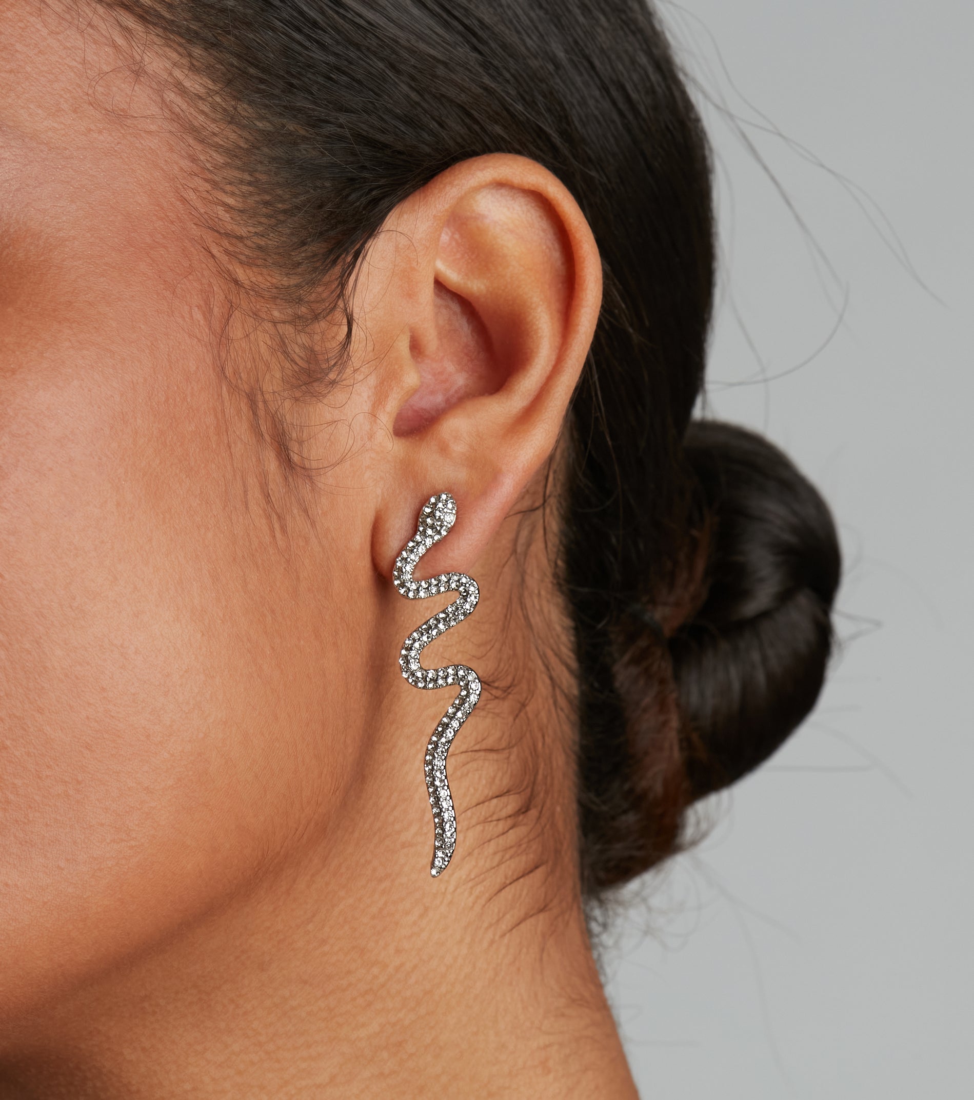 Glam Reputation Rhinestone Snake Earrings
