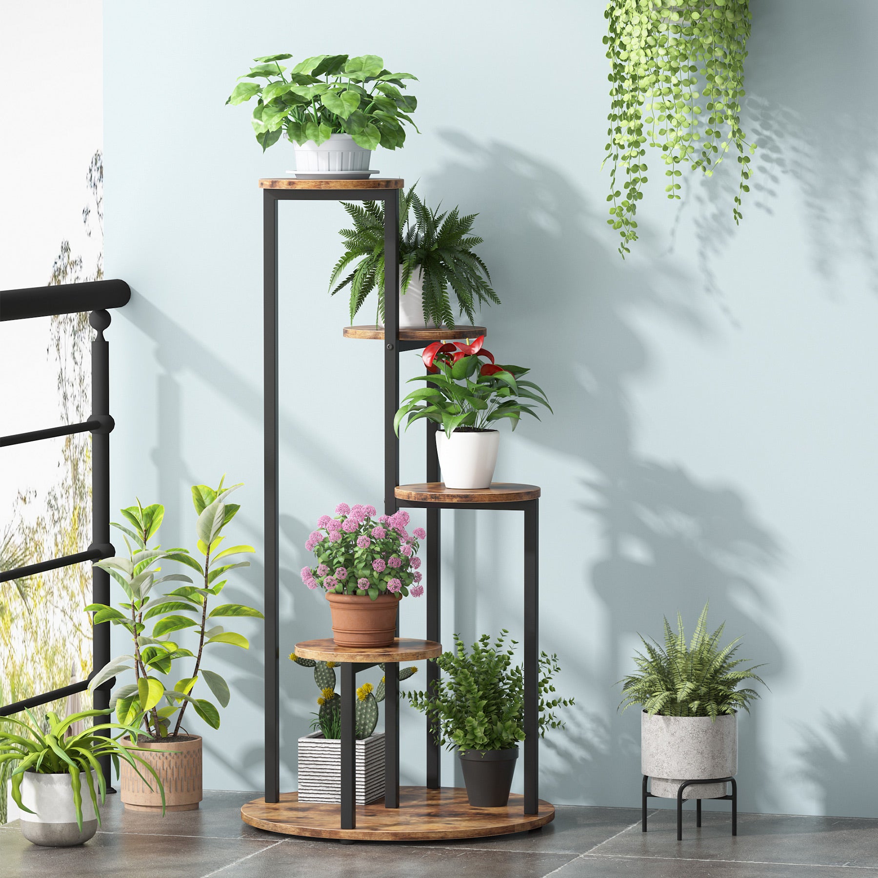 4-Tier Plant Stand, Multiple Potted Plants Holder Corner Flower Shelf