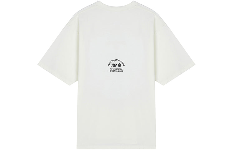 New Balance x Bape Crossover Logo Printing Round Neck Short Sleeve White BATE2000-IVX