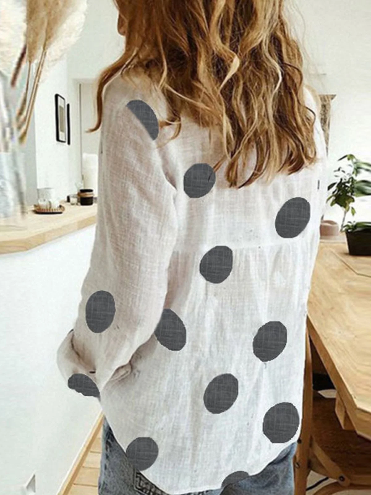 Women's Casual Dots Cotton Shirt