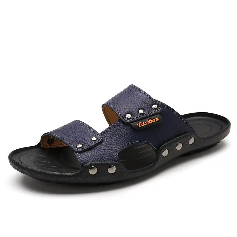 Nine o'clock Hot Sale Men's Slippers Fashion Quality Male Casual Shoes Summer Leather Breathable Beach Footwear Light Anti-skid