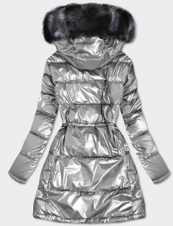 Metallic winter ladies silver jacket