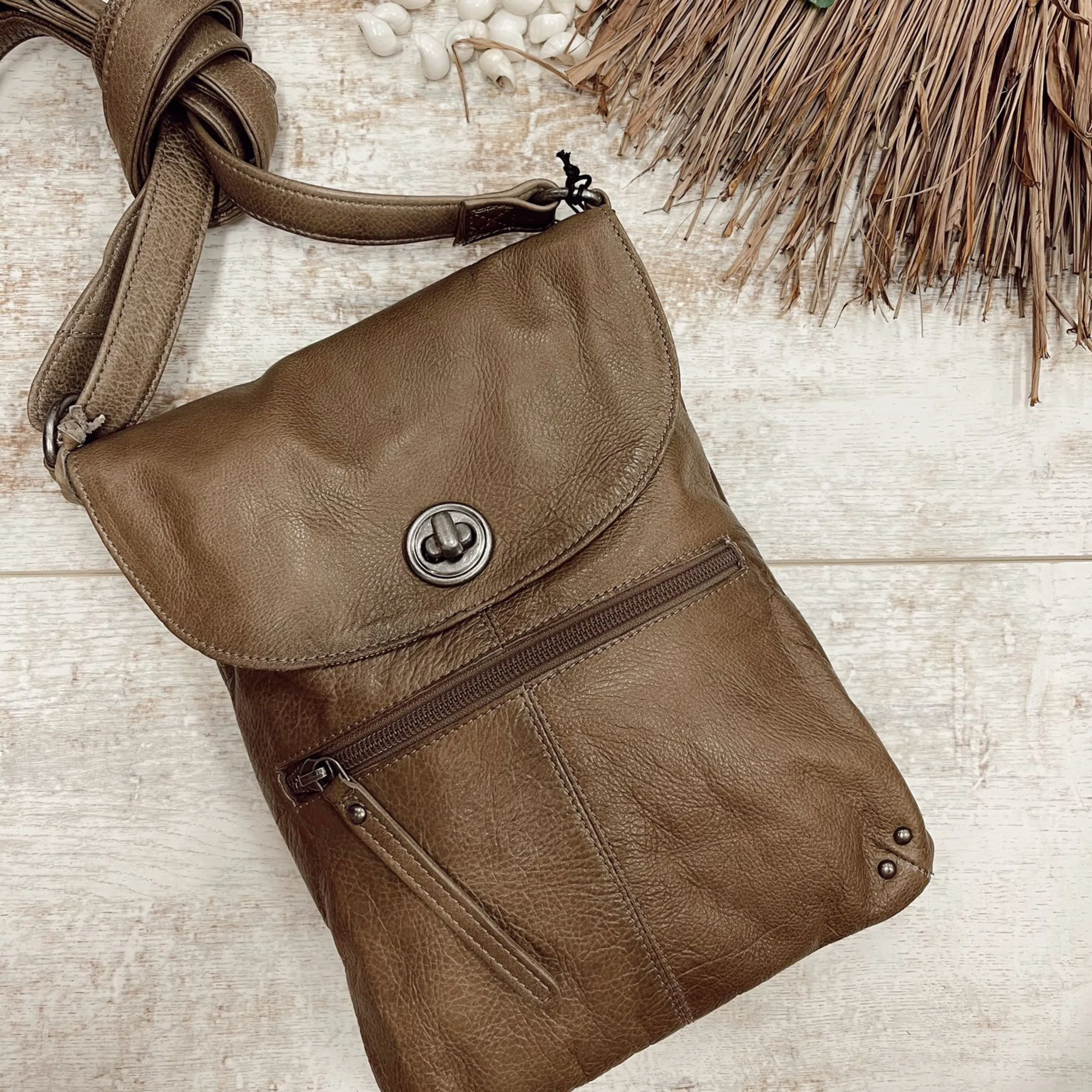 Tayla - Lock Sling Bag - Latte