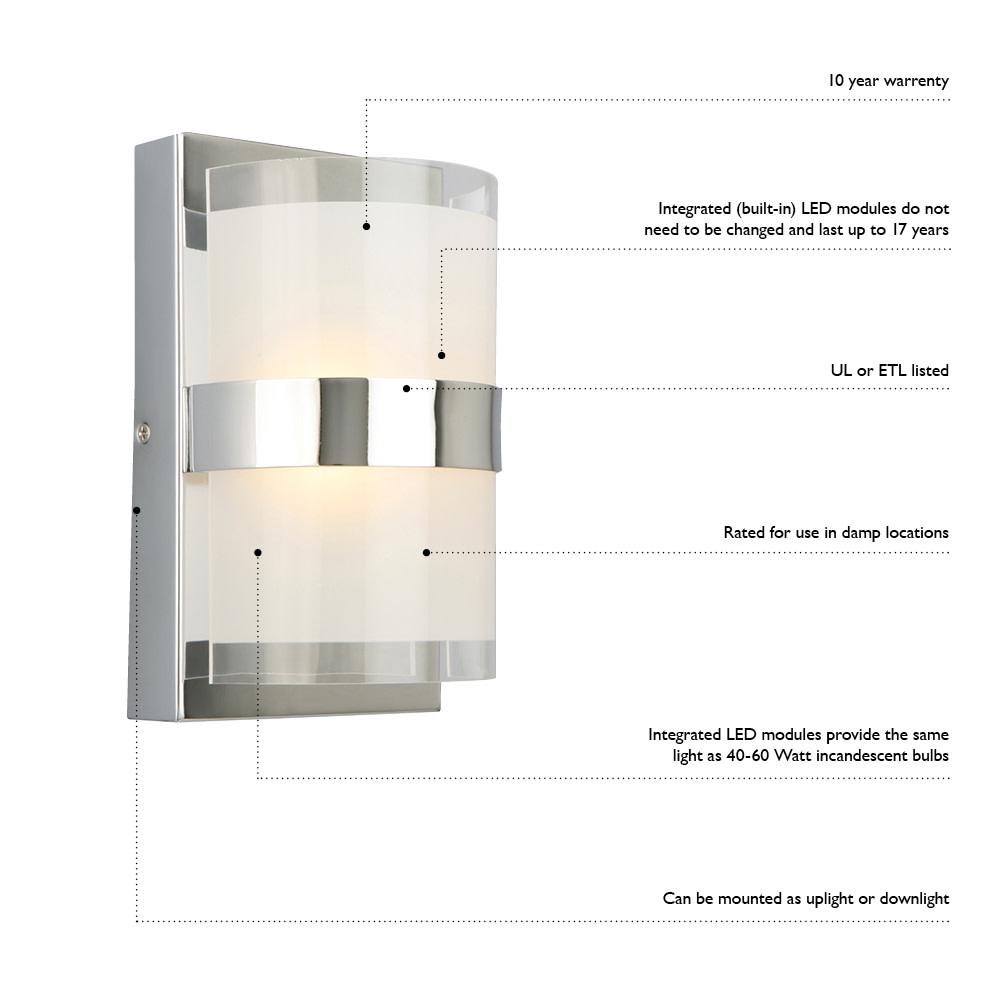 Design House Haswell Integrated LED Bath Light in Polished Chrome， 3-Light
