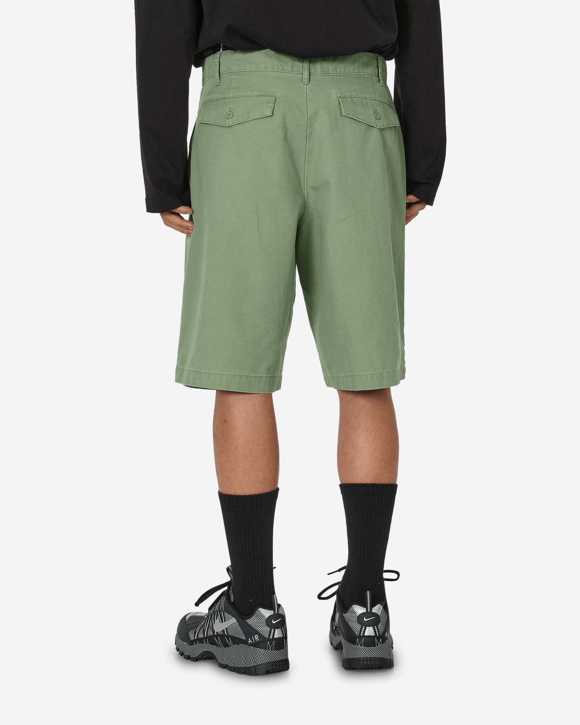 Pleated Chino Shorts Oil Green