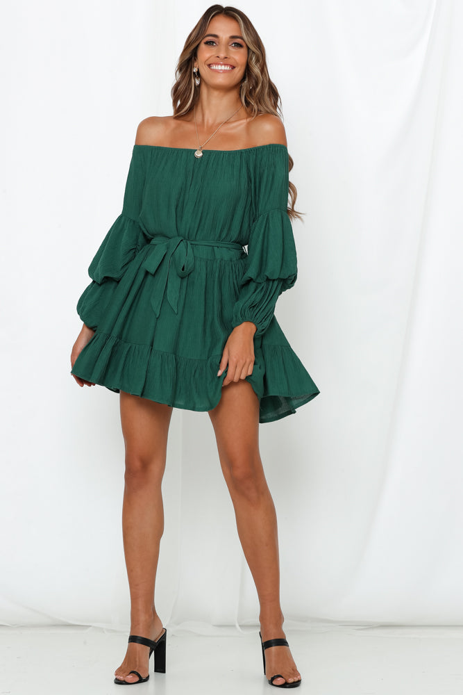 Always The Love Songs Dress Forest Green