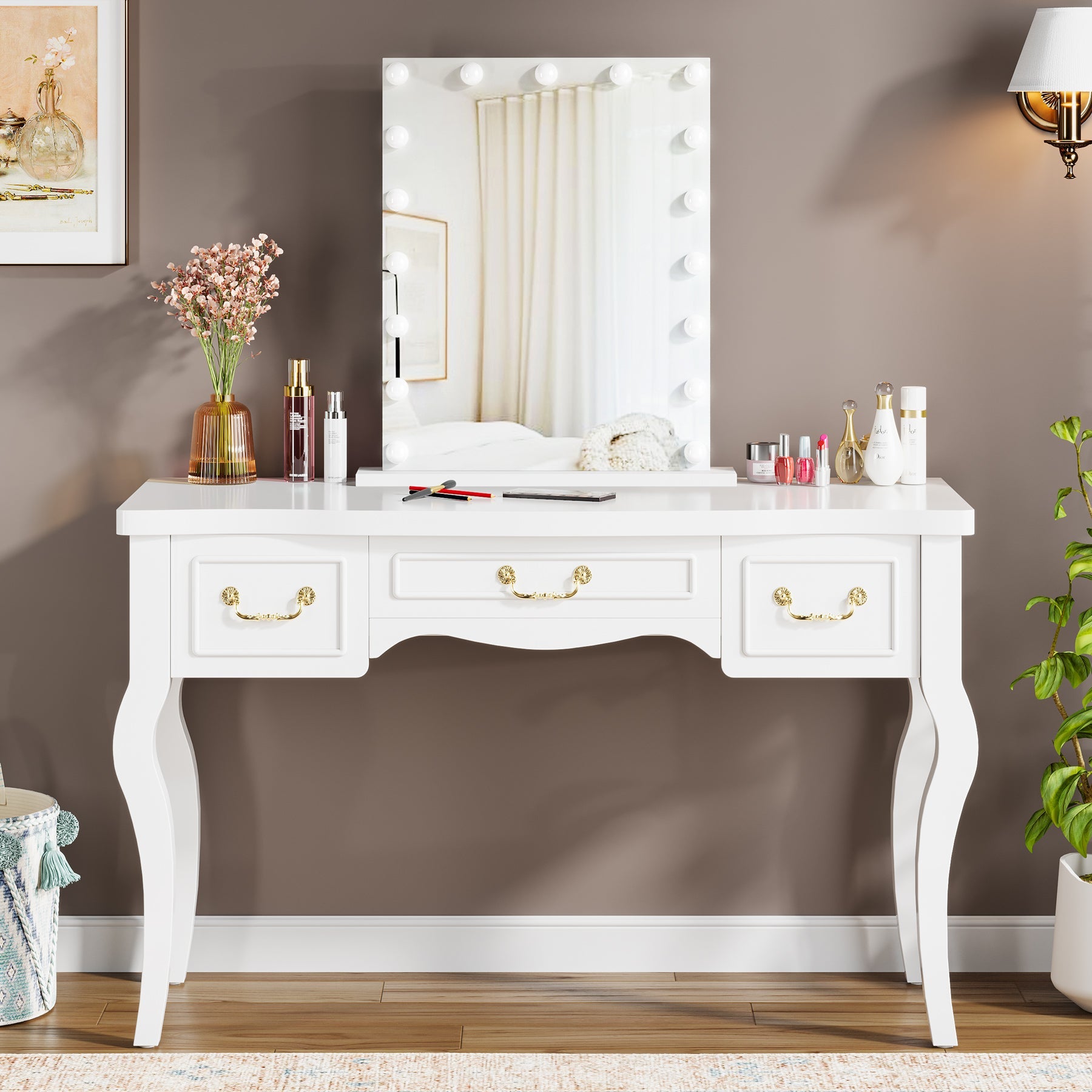 Modern Makeup Vanity Dressing Table with 3 Drawers (Without Stool and Mirror)