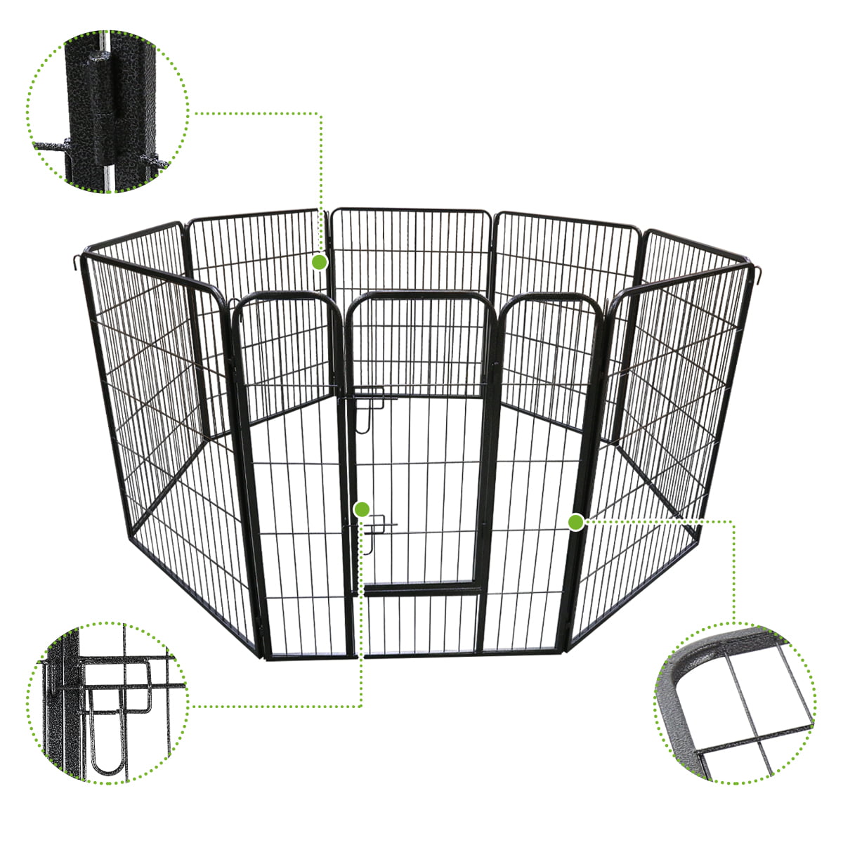 Geniqua 40 Inch 16 Panel Heavy Duty Metal Pet Dog Playpen Kennel Exercise Fence Cage