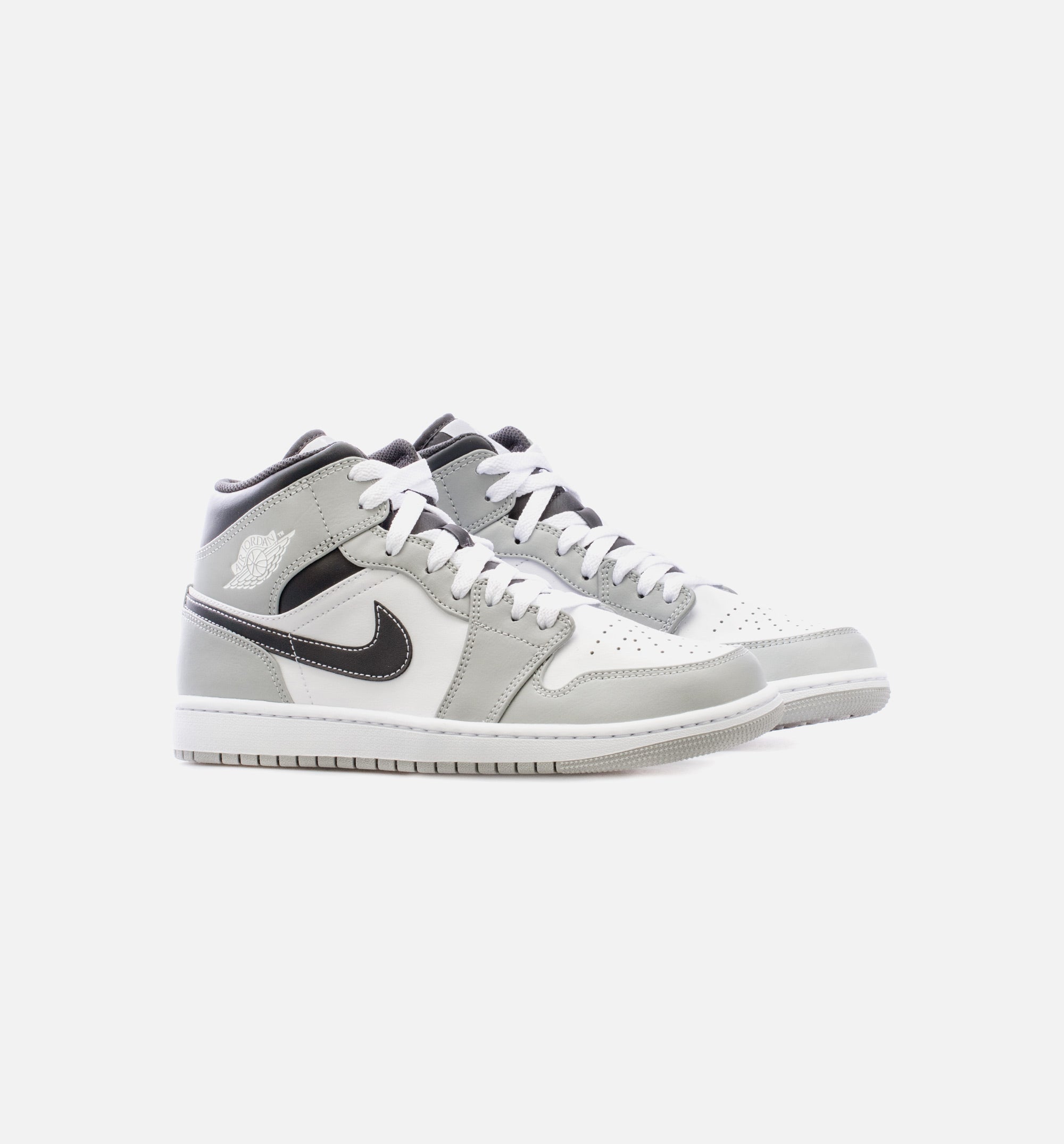 Air Jordan 1 Mid Light Smoke Grey Mens Lifestyle Shoe - Grey/White Limit One Per Customer