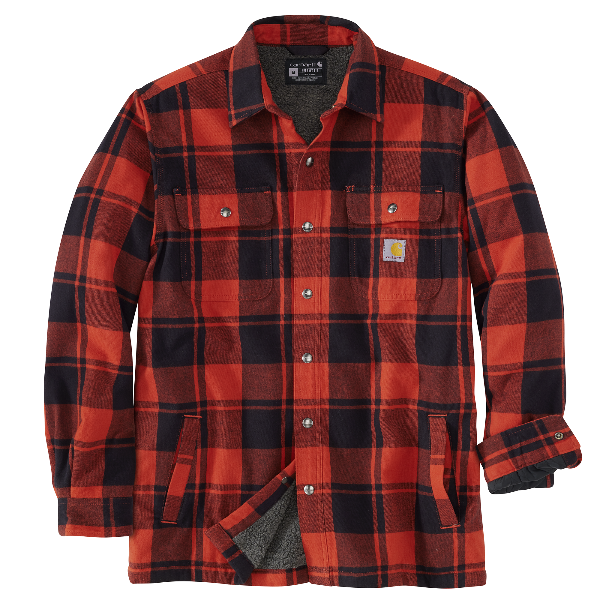 Carhartt Men's Relaxed Fit Flannel Sherpa-Lined Shirt Jac