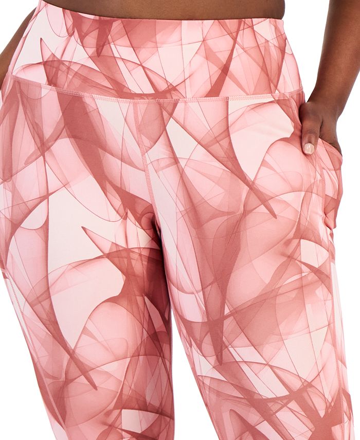 Plus Size Swirling Smoke Printed 7/8-Leggings， Created for Macy's