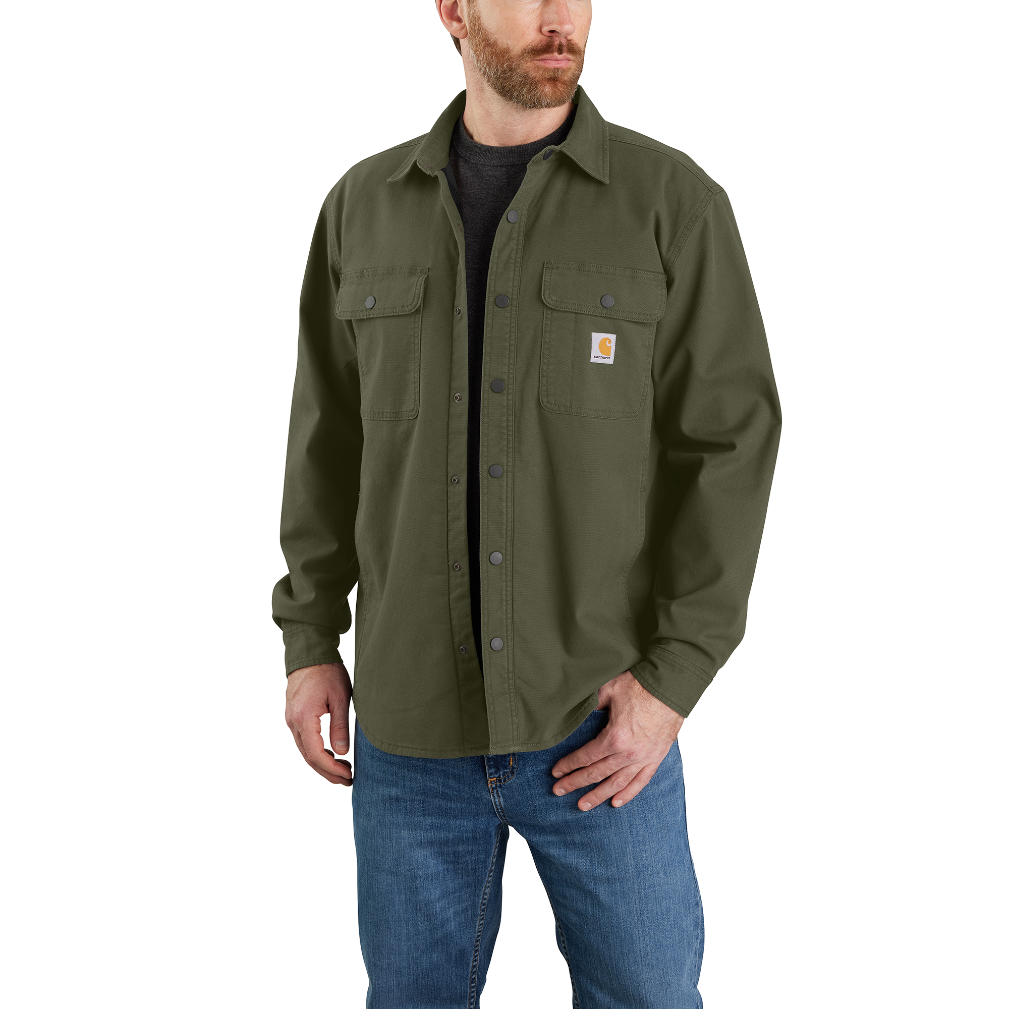 Carhartt Men's Rugged Flex® Relaxed Fit Canvas Fleece-Lined Shirt Jac