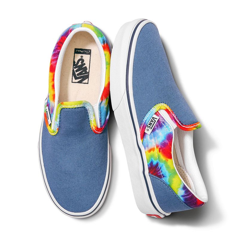 Customs Kids Navy Rainbow Tie Dye Slip-On