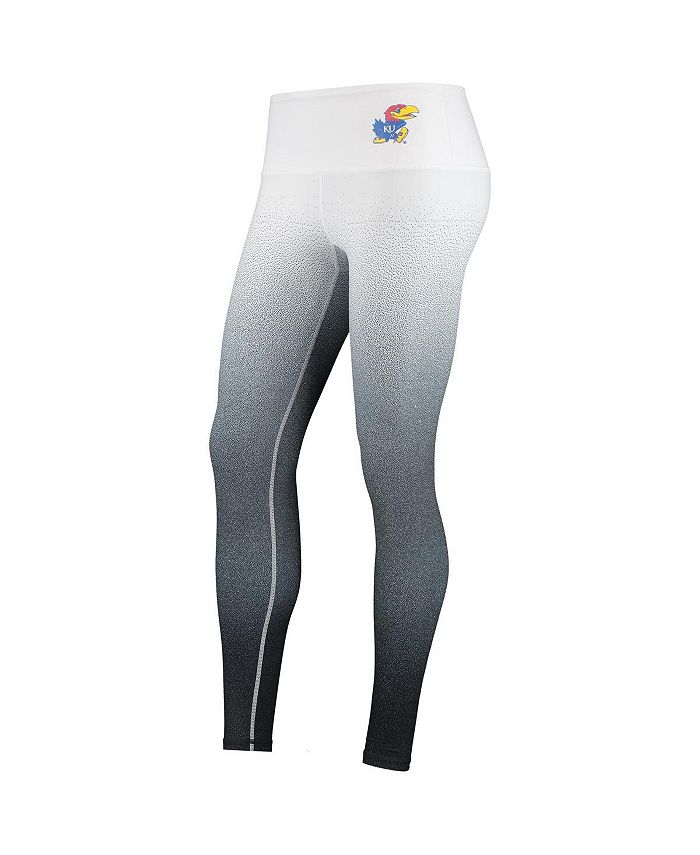 Women's White， Black Kansas Jayhawks Static Print Ombre Leggings
