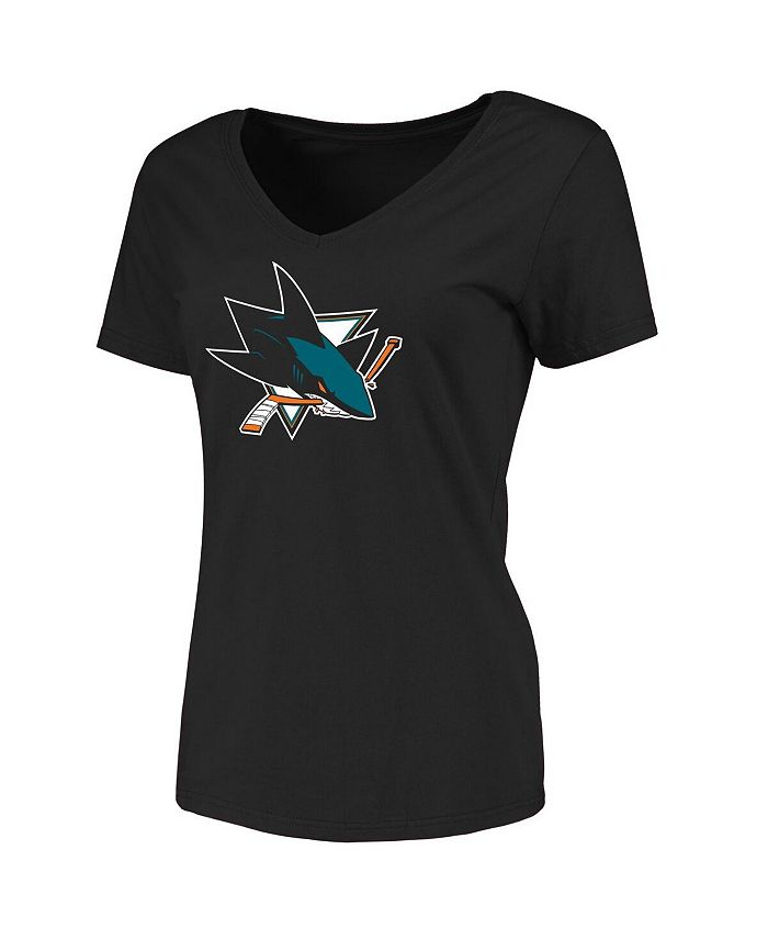 Women's Black San Jose Sharks Primary Logo V-Neck T-shirt