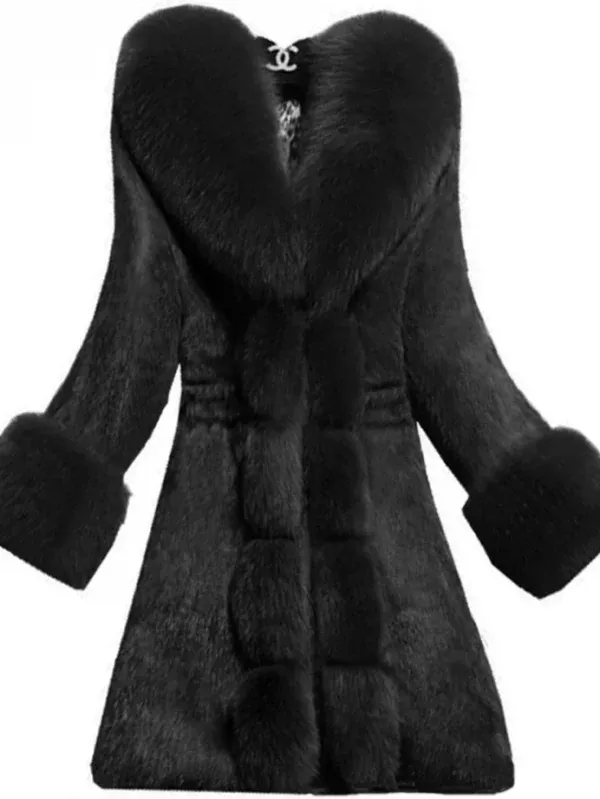 Women's black fur parka